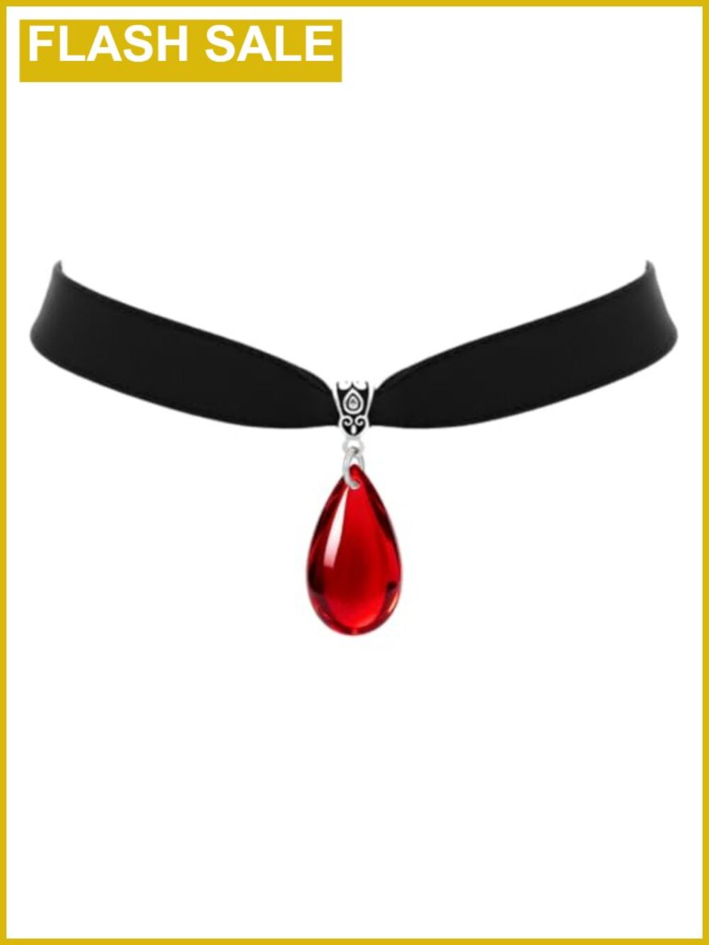 Gothic Vampire Blood Drop Glass Pendant Velvet Choker Necklace Halloween